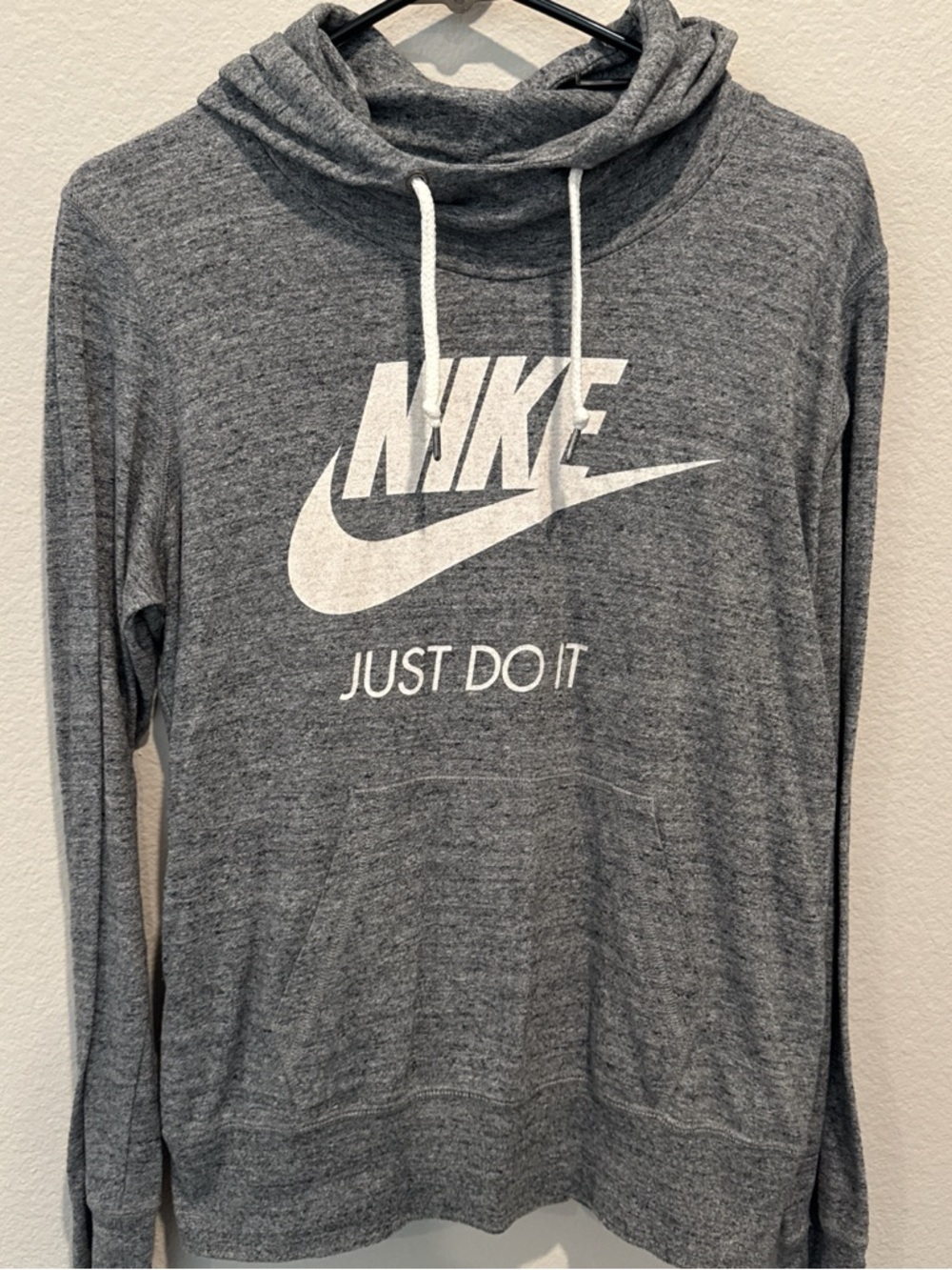 Nike Gray Heather Pullover Hoodie with White Logo